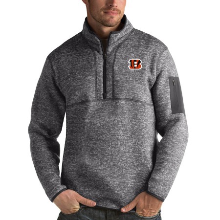 Cincinnati Bengals Antigua Fortune Quarter-Zip Pullover Jacket Charcoal