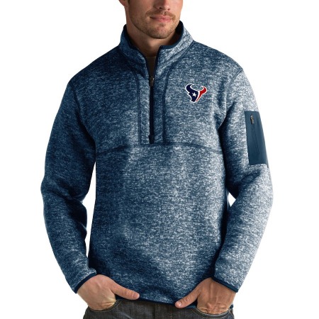 Houston Texans Antigua Fortune Quarter-Zip Pullover Jacket Heather Navy