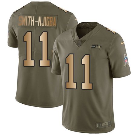 Nike Seahawks #11 Jaxon Smith-Njigba Olive/Gold Men's Stitched NFL Limited 2017 Salute To Service Jersey