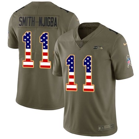 Nike Seahawks #11 Jaxon Smith-Njigba Olive/USA Flag Men's Stitched NFL Limited 2017 Salute To Service Jersey