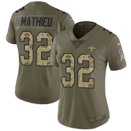 Nike Saints #32 Tyrann Mathieu Olive/Camo Women's Stitched NFL Limited 2017 Salute To Service Jersey