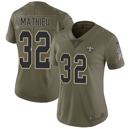 Nike Saints #32 Tyrann Mathieu Olive Women's Stitched NFL Limited 2017 Salute To Service Jersey